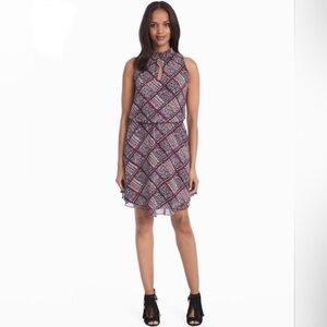 WHITE HOUSE BLACK MARKET Black & Purple Blouson Dress | Size Small